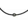 Black braided leather necklace and pearl Moea Pearls - 2