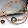 Pearl brown leather necklace 13mm Moea Pearls - 1