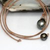 Pearl brown leather necklace 13mm Moea Pearls - 2