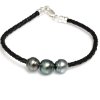 Natural leather bracelet 3 pearls Moea Pearls - 1
