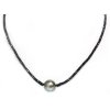 Round tahiti pearl necklace and moea Pearl sapphire - 4