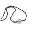 Round tahiti pearl necklace and moea Pearl sapphire - 1