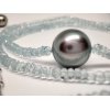 Pearl necklace round tahiti and aquamarine Moea Pearls - 5
