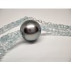 Pearl necklace round tahiti and aquamarine Moea Pearls - 6